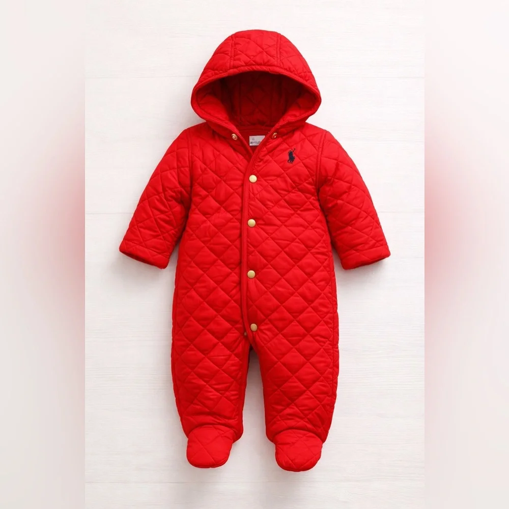 Ralph Lauren Baby Red Quilted Hooded Bunting Snowsuit 9M